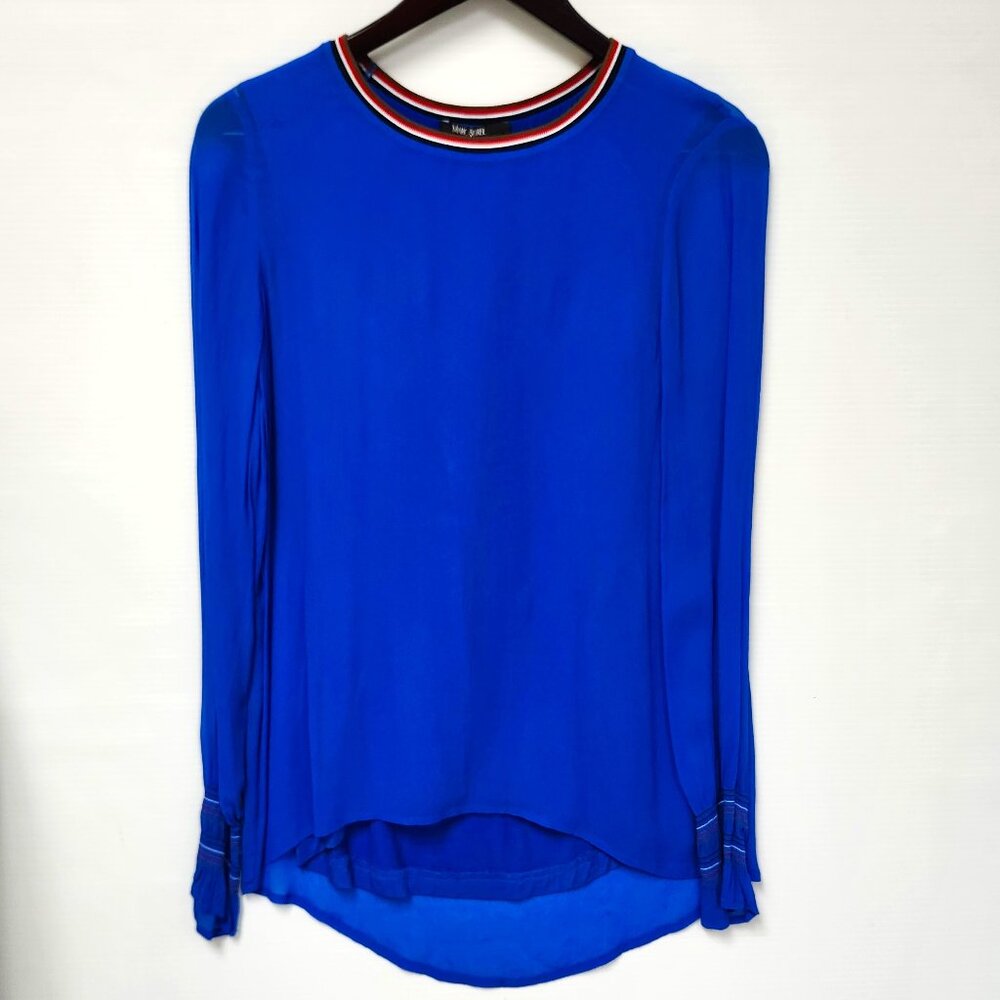 Marc Aurel Women's Bright Royal Blue Top W/Cinched Wrist Cuffs Size 6